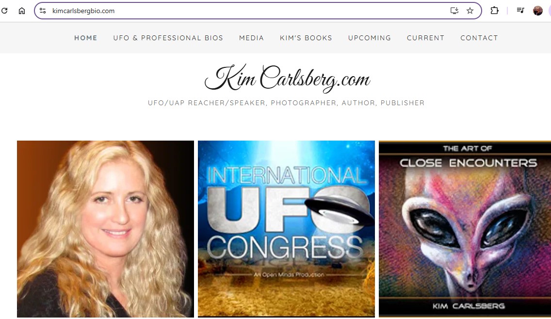 Kim Carlsgerg UFO/UAP Reacher/Speaker, Photographer, Author, Publisher alien encounter website
